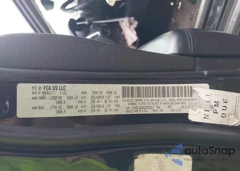 2016 Dodge Durango Limited z USA, uszkodzony, nr VIN 1C4RDJDG4GC301811